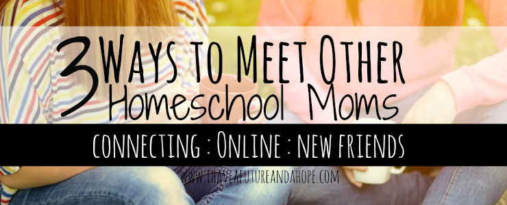 3 ways to meet other homeschool moms for support. Talk about schooling, family, life, recipes, and more.